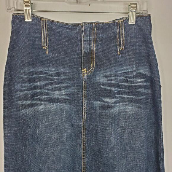 Rave R4R Maxi Jean Skirt Womens 5 Y2K Low Rise 90s Western Vintage Retro Boho - Picture 2 of 10